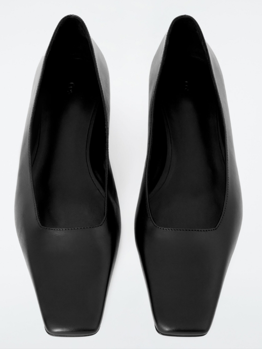 Cos Black Leather Square Toe Court Shoes